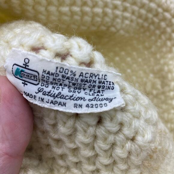 Vintage K-Mart Made In Japan Hat Crochet Knit Cream Acrylic - Picture 3 of 7
